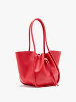 Proenza Schouler Side image of Large Ruched Tote in Soft Pebbled Calf in tomato