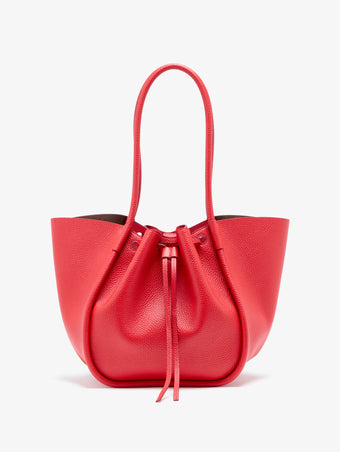 Proenza Schouler Back image of Large Ruched Tote in Soft Pebbled Calf in tomato