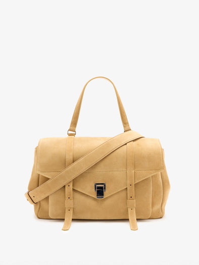 Proenza Schouler Front Still Life Image of Large PS1 Walker in Calf Suede in Hazelnut