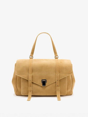 Proenza Schouler Front Still Life Image of Large PS1 Walker in Calf Suede in Hazelnut