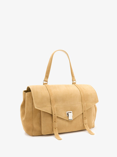 Proenza Schouler Side Still Life Image of Large PS1 Walker in Calf Suede in Hazelnut