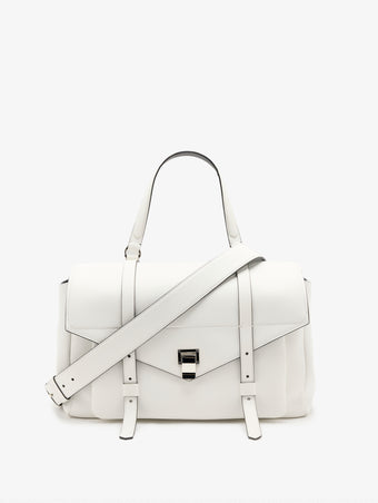 Proenza Schouler Front Still Life image of Large PS1 Walker in Smooth Calf in Optic White
