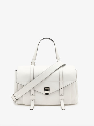 Proenza Schouler Front Still Life image of Large PS1 Walker in Smooth Calf in Optic White