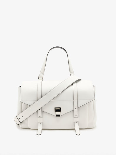 Proenza Schouler Front Still Life image of Large PS1 Walker in Smooth Calf in Optic White