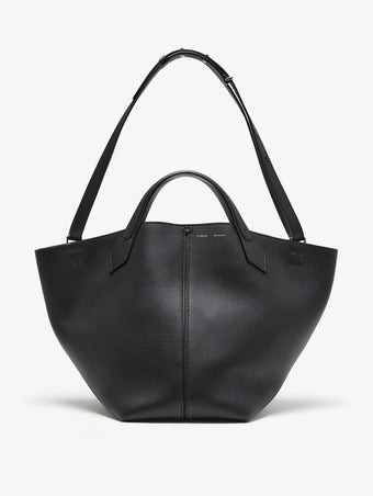 Front image of Large PS1 Tote in BLACK with strap extended