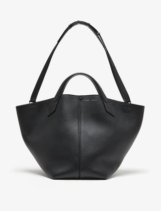 Front image of Large PS1 Tote in BLACK with strap extended
