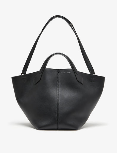Front image of Large PS1 Tote in BLACK with strap extended