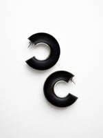 Proenza Schouler Flat image of Leather Hoop Earrings in black