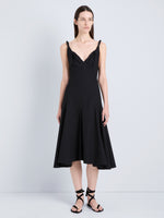 Proenza Schouler Front on Model Image of Leo Dress in Classic Cotton Shirting in Black