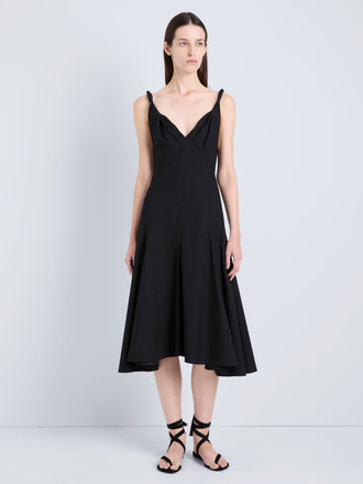 Proenza Schouler Front on Model Image of Leo Dress in Classic Cotton Shirting in Black