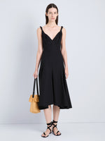 Proenza Schouler Front on Model Image of Leo Dress in Classic Cotton Shirting in Black