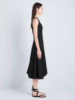 Proenza Schouler Side on Model Image of Leo Dress in Classic Cotton Shirting in Black