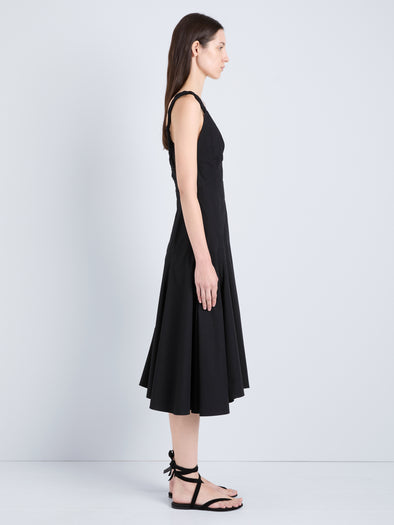 Proenza Schouler Side on Model Image of Leo Dress in Classic Cotton Shirting in Black
