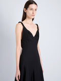 Proenza Schouler Detail on Model Image of Leo Dress in Classic Cotton Shirting in Black