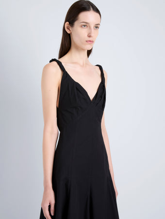 Proenza Schouler Detail on Model Image of Leo Dress in Classic Cotton Shirting in Black