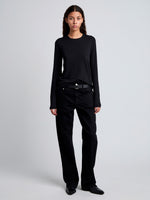 Front image of model wearing Solid Tissue Jersey Long Sleeve Tee in Black