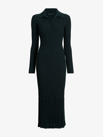 Proenza Schouler Still life image of Luiza Dress in Sunburst Rib in Bottle Green