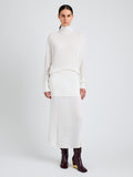 Proenza Schouler Front image of model wearing Luiza Sweater in Sunburst Rib in White