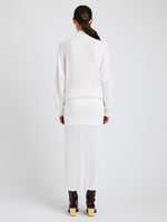 Proenza Schouler Back image of model wearing Luiza Sweater in Sunburst Rib in White