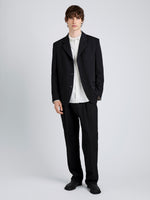 Proenza Schouler Front full length image of model wearing James Jacket in Wool Suiting in Black