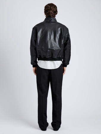 Proenza Schouler Back full length image of model wearing Sterling Bomber in Leather in Black
