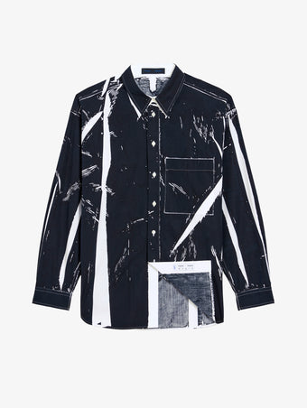 Proenza Schouler Still Life image of Simon Shirt in Garment Print Poplin in White/ Black