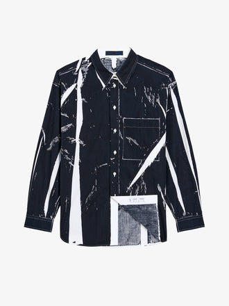 Proenza Schouler Still Life image of Simon Shirt in Garment Print Poplin in White/ Black