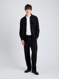 Proenza Schouler Front full length image of model wearing Beni Shirt in Jersey Flannel in Black