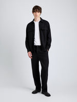 Proenza Schouler Front full length image of model wearing Beni Shirt in Jersey Flannel in Black
