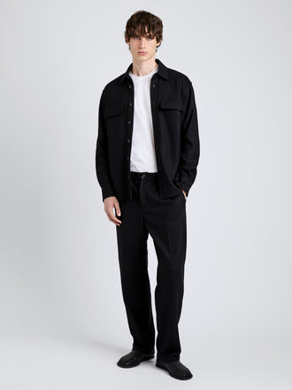 Proenza Schouler Front full length image of model wearing Willem Pant in Jersey Flannel in Black