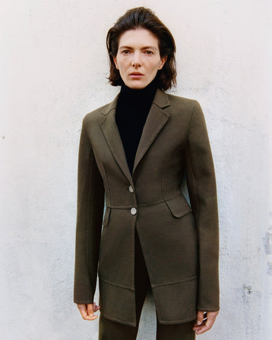 Proenza Schouler Campaign image of Maera Jacket in Bi-Stretch Double Wool 