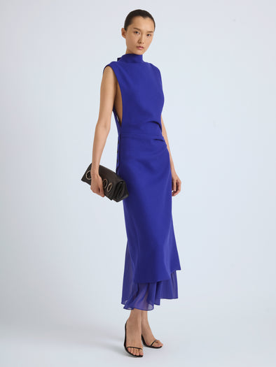 Proenza Schouler Front On Model Image of MAILA DRESS IN STRETCH WOOL CREPE in Ultramarine