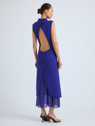 Proenza Schouler Back On Model Image of MAILA DRESS IN STRETCH WOOL CREPE in Ultramarine