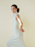 Proenza Schouler image of model wearing Federica Dress in Micro Pleat Knit in Mint