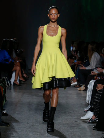 model wearing yellow dress