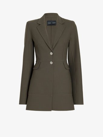 Proenza Schouler Still Life image of Maera Jacket in Bi-Stretch Double Wool in Earth