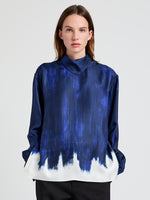 Proenza Schouler Still Life image of the Mara Top in Double Printed Silk Twill in Cobalt Multi 