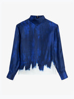 Proenza Schouler Still Life image of the Mara Top in Double Printed Silk Twill in Cobalt Multi 