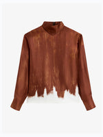 Proenza Schouler Still Life image of the Mara Top in Double Printed Silk Twill in Sienna Multi