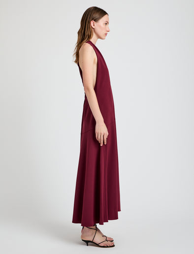 Matte Double Crepe Twist Back V-Neck Dress