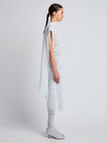 Proenza Schouler Side full length image of model wearing Maude Dress in Geo Lace in CLOUD