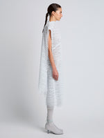 Proenza Schouler Side full length image of model wearing Maude Dress in Geo Lace in CLOUD