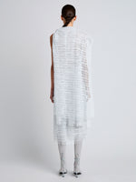 Proenza Schouler Back full length image of model wearing Maude Dress in Geo Lace in CLOUD