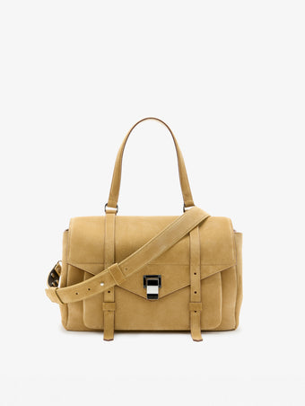 Proenza Schouler Front Still Life Image of Medium PS1 Walker in Calf Suede in Hazelnut