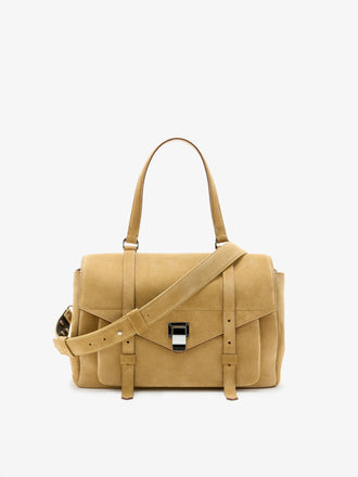 Proenza Schouler Front Still Life Image of Medium PS1 Walker in Calf Suede in Hazelnut