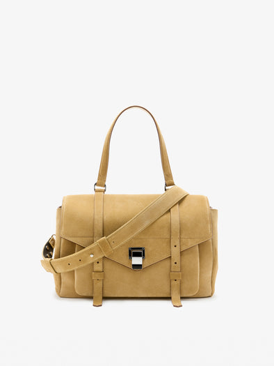 Proenza Schouler Front Still Life Image of Medium PS1 Walker in Calf Suede in Hazelnut
