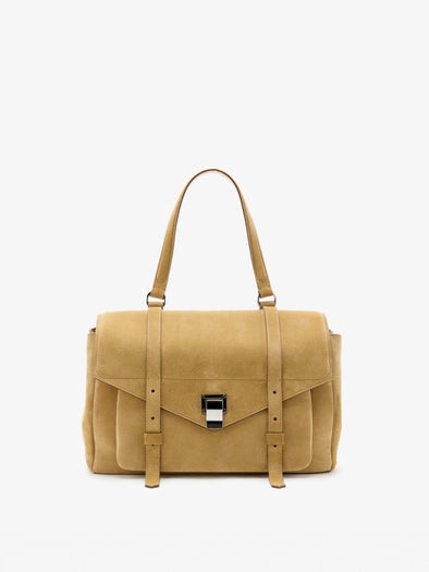 Proenza Schouler Front Still Life Image of Medium PS1 Walker in Calf Suede in Hazelnut