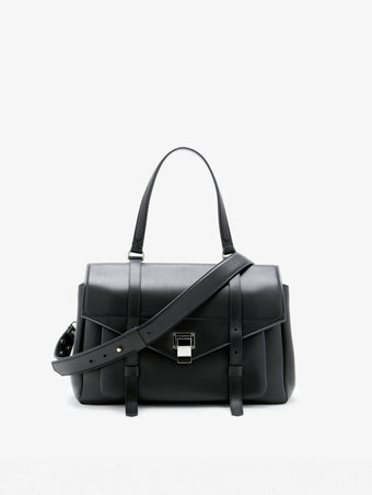 Proenza Schouler Front Still Life Image of Medium PS1 Walker in Smooth Calf in Black