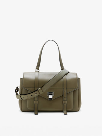 Proenza Schouler Front Still Life Image of Medium PS1 Walker in Smooth Calf in Fatigue
