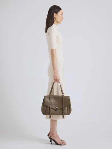 Proenza Schouler On Model Image of Medium PS1 Walker in Smooth Calf in Fatigue